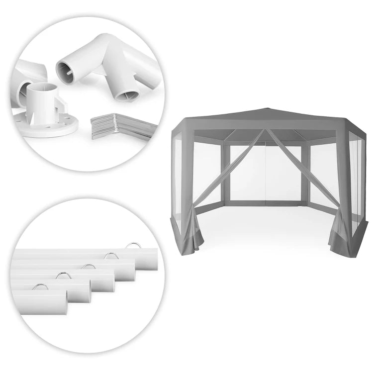 Kerti Kereskedelmi Pavilon Sátor 2x2x2 m Szúnyoghálóval Szürke MultiGarden