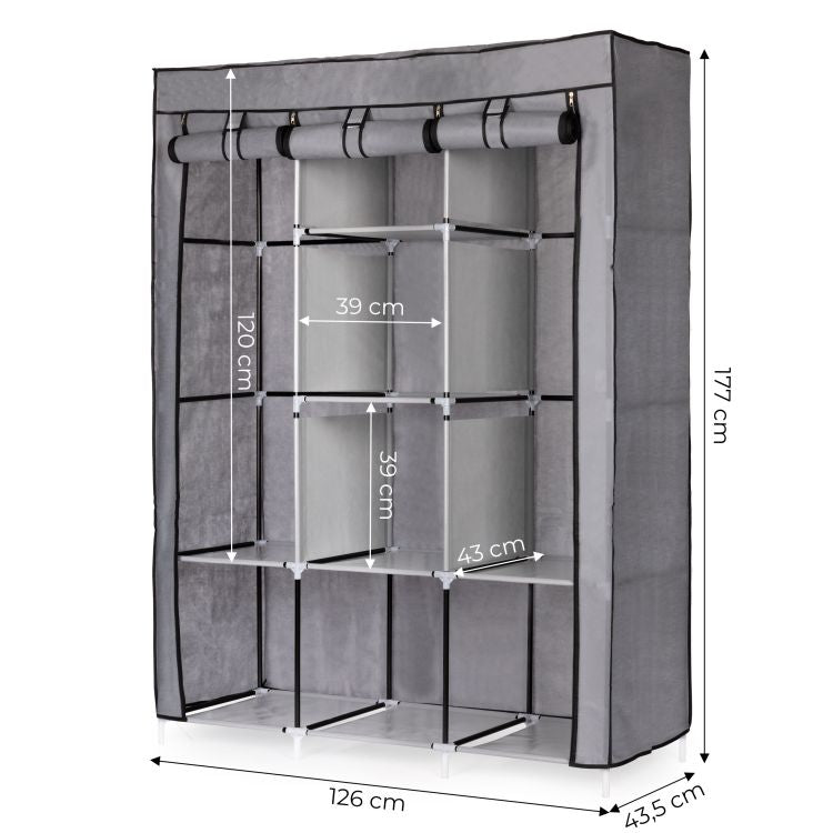 Textil szekrény - nagyméretű szövetből készült szekrény polcokkal ruháknak és cipőknek