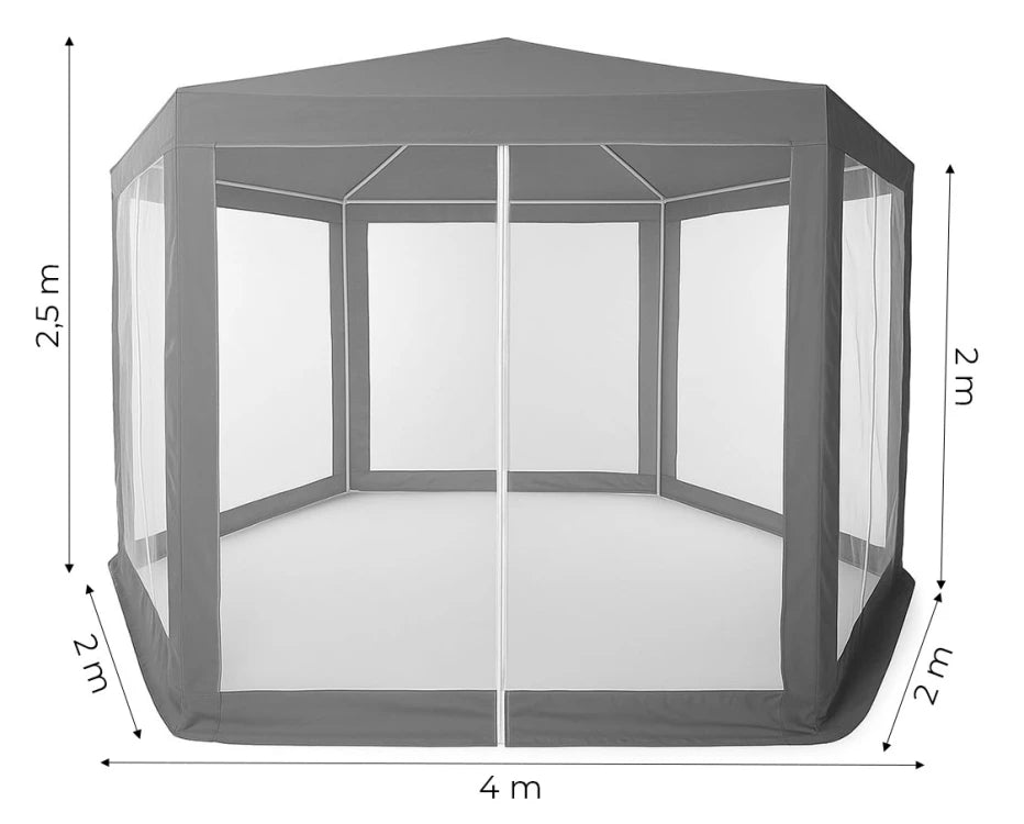 Kerti Kereskedelmi Pavilon Sátor 2x2x2 m Szúnyoghálóval Szürke MultiGarden